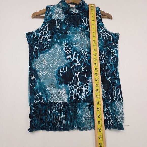 Vanity Womens Sleeveless Snakeskin Top L Teal/Black Mob Wife Indie Sleeze Y2K - Picture 11 of 11